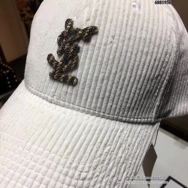 YSL聖羅蘭 跑量款 2018秋冬新款棒球帽 燈芯絨鴨舌帽 6881956 LLWJ6768